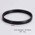 Detailed size specifications of 8mm wide black stainless steel oval bangle bracelet - Men's Black