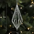 Stella di Natale argento glitterata da 18cm, ornamento 3D per albero di Natale - Decorazione a Rombo Argento