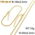Set collana e bracciale a corda in acciaio inossidabile dorato con specifiche misure - Bracciale / 2.2mm Oro