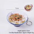 Portachiavi con ciotola di noodles in miniatura da 7cm, ragù di carne e bordo blu - Blu Grande (Con Portachiavi)