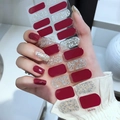 Fashionable red and silver glitter nail polish wraps for summer manicure model SS-070 - Red and Silver Sequins Style (SS-070)
