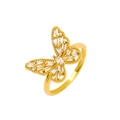 Elegant gold butterfly ring with sparkling cubic zirconia stones in minimalist luxury style - Marquise Butterfly Baguette Zircon Style (A-1125)
