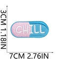 Close-up of capsule embroidered patch with CHILL text showing size 7cm by 3cm - No.16 CHILL Capsule
