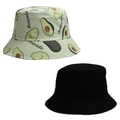 Tie-dye sun bucket hat set featuring green avocado print and minimalist solid black design - Style 2-Light Green Avocado Bucket Hat