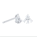S925 sterling silver geometric fan earrings with sparkling zircon stones in silver finish - Silver Radiant Fan Shape Studs