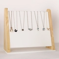 Solid wood necklace display stand with white PU leather backing for jewelry storage - ZM004 White PU Necklace Display Board