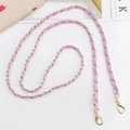 Purple leather and golden metal woven chain strap with lobster clasps for cross-body bags - Fine Leather-wrapped Light Purple / 120cm