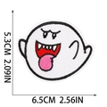 Detailed embroidery of Super Mario Boo character patch with 5.3cm height and 6.5cm width - W1WG-08-01