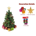 Mini green Christmas tree set with 10cm gold star and various festive ornaments - 30cm Green Tree With Ornaments No Light