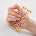 Macro detail of DQ-27 3D laser nail stickers with colorful glitter and sequins - DQ-27 Multicolor Glitter