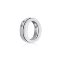 Polished S925 sterling silver ring featuring a sleek circular design with side openings - White Gold DY130019 (O)
