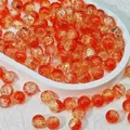 8mm translucent orange cracked glass beads for DIY jewelry making and bracelets - 30# Jade-Cracked Red Gold