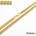 6mm wide classic gold curb chain necklace with durable lobster clasp in stainless steel - 6mm Gold / Necklace 45cm