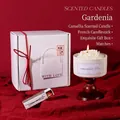 French scented candle gift set with white gardenia candle and wooden base - Gardenia [Souvenir Gift Box]