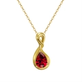 Bohemian 925 silver necklace with red teardrop gemstone and elegant gold chain link - Rhodolite, 14K Gold Plated, Approx. Weight 1.92g