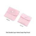 Pink velvet jewelry pouch with snap button closure in 8x8cm and 7x7cm sizes - Double Layer Velvet / 8x8cm / Pink
