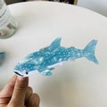 Whale shark acetate hair claw clip with pearlescent blue finish and white spots - Aqua Blue Shark