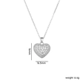 Collana a cuore argento con cristalli bianchi, dimensioni 16mm x 16,5mm, peso 6,4g - Ciondolo a Rilievo a Cuore con Strass (A273) / Argento
