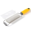 Handheld stainless steel cheese grater with ergonomic yellow handle and protective cover - Bag Packaging / Yellow