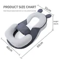 Cuscino neonato antiriflusso con tabella taglie e inclinazione di 15cm in blu - Cuscino Modal Potenziato Grande con Orecchie da Panda