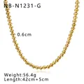 Detailed view of polished golden bead necklace with 0.6cm beads and high metallic luster - 0.6cm Necklace (42+5cm) / Gold