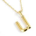 Minimalist 18K gold-plated stainless steel necklace with 3D letter U pendant charm - Letter U / Gold