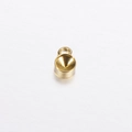 Close-up of polished gold-finished round stainless steel pendant tray blank with ring - MP493 Gold Style (6mm)