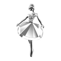 Elegant silver ballet dancer brooch with sparkling crystal skirt and rhinestone details - Ballet Dancer (Silver Clear)