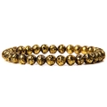 Golden volcanic texture lava stone beaded stretch bracelet with metallic finish - Vintage Gold Lava