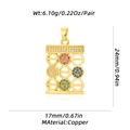 Golden copper hummingbird pendant with colorful zircon stones and dimensions information - Multicolor Rectangle Zirconia Style (XL-386-A) / Pendant