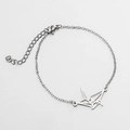 Bracelet minimaliste en acier inoxydable avec pendentif grue en origami de couleur argent - Couleur Acier