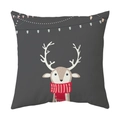 Christmas pillowcase with a cute cartoon reindeer and festive string lights pattern - Style 16 / 18x18 Inch