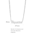 Silver Aquarius zodiac necklace in 316 stainless steel with measurements and specs - Aquarius / Steel