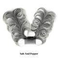 Salt and Pepper curly hair bun hairpiece with adjustable comb clips for women - Black and White Mixed