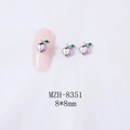 Macro view of peach-shaped alloy nail charms with purple enamel and 8x8mm size scale - Purple Gradient Peach (White K Base) (8351)