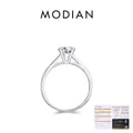 Κλασικό δαχτυλίδι moissanite 1 καρατίου σε ασήμι S925 με 6 δόντια και πιστοποιητικό GRA - Μέγεθος ΗΠΑ 7 / Ασημί