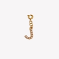 18K gold plated stainless steel letter J pendant with mini pearls and spring clasp - Letter J