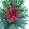 Fiore di stella di Natale rosso glitterato traforato per decorazione di alberi e ghirlande - Rosso