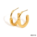 Orecchini minimalisti in acciaio inossidabile dorato a forma di U dal design lucido - Oro (KD3110)