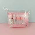 Pink travel bottle set in clear PVC bag including spray and lotion containers - 9-Piece Set / Pink