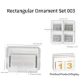Moules en silicone DIY pour calendrier de l'avent de Noël en plâtre et résine - Base Rectangulaire + Dés à 4 Grilles (Set de 2 pièces) / Blanc Translucide