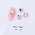 Details von rosa Smaragdschliff Nagelschmuck mit Silberakzenten Größe 10x11mm - 10*11mm Rosa Silberbasis (8280)
