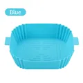 Blue square silicone air fryer liner with folding wavy sides and wide handles - 100g Square 3-5l Blue
