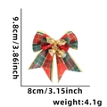 Lazo navideño con cuadros rojos y verdes y campanas doradas para decoración del árbol - Clásico Cuadros Rojos Verdes Hoja Dorada Campana (Estilo D)