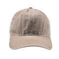 Détail d'une casquette baseball en coton délavé kaki avec bords de visière usés vintage - Casquette De Baseball Kaki / Lettre I
