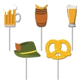 Accessori per foto Oktoberfest con boccali di birra, pretzel e cappello bavarese - Topper per Cupcake 5pz
