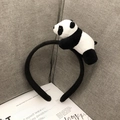 Cute plush panda headband for women, Japanese cartoon style hair hoop, sweet fluffy hair accessories. - Lying Panda Headband