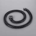 Collar de cadena de titanio negro de 11mm con hebilla redonda y pavé de pedrería - Cierre de Diamantes de Imitación (Collar) / 65cm / Negro