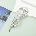 Eleganter S-förmiger silberner Haarclip mit funkelnden Strasssteinen auf hellem Grund - E2418-4# Strass 8-Form / Silber