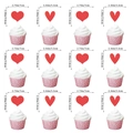 Topper per cupcake a cuore rosso glitterato per decorazioni di San Valentino - Set Topper Per Cupcake A Cuore San Valentino